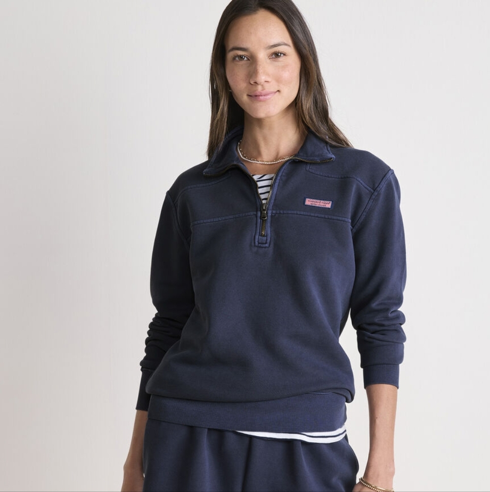 Vineyard Vines Surf Terry Shep Shirt Navy Quarter-Zip Pullover